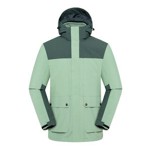 Parka para Hombre 3 en 1 con Capucha Desmontable, Chaqueta Cortavientos con Forro Polar, Ropa Impermeable para Exteriores - Product Image 1