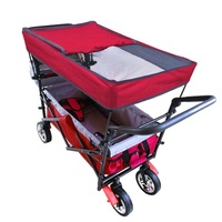 Chariot de camping polyvalent pour enfants avec auvent, chariot utilitaire adapté aux enfants, chariot à main pour l'extérieur, entièrement en acier au carbone