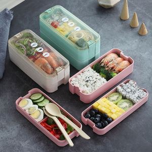 Cheap Leftover Stock Eco Friendly Wheat Three-Layer 1.1L Student Office <b>Microwaved</b> Bento <b>Lunch</b> <b>Box</b> for Kids Bpa Free - Product Image 2