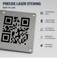 Plaque de menu en acier inoxydable gravée au laser personnalisée avec code QR, panneau métallique avec trous de fixation, étiquette d'identification de numéro de table de restaurant