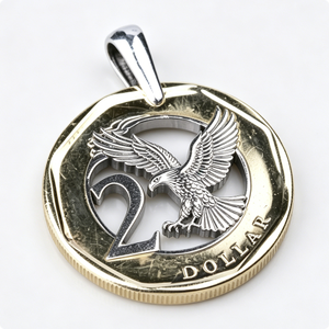 Pendentif en alliage de zinc plaqué or, pièce de 2 dollars avec motif d'aigle, objet d'art circulaire de collection - Product Image 6