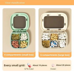 Caja de Almacenamiento Portátil de Viaje con 4/6 Compartimentos, Caja de Medicamentos para Viajes de una Semana, Transparente, Sellada, a Prueba de Humedad, de Plástico - Product Image 4