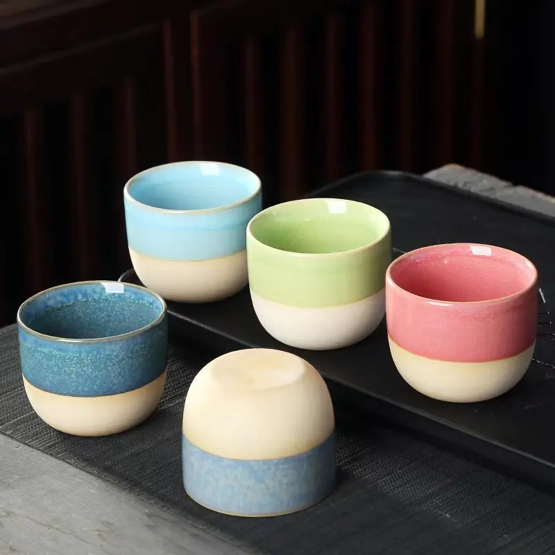 แก้วสาเกหลากสีสไตล์ญี่ปุ่น,แก้วกาแฟเอสเปรสโซลาเต้ชงด้วยมือไม่มีหูหูจับขนาด150มล.