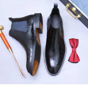 Men's Genuine Leather Ankle <b>Boots</b>-Handcrafted for Business Formal Wear-Chelsea Style Waterproof Anti-Slip Shoes - Product Image 6
