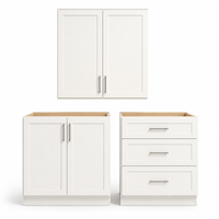 Armoires de cuisine blanches fines de style Shaker OPPEIN en gros, prêtes à assembler, en kit, pour projets d'appartements