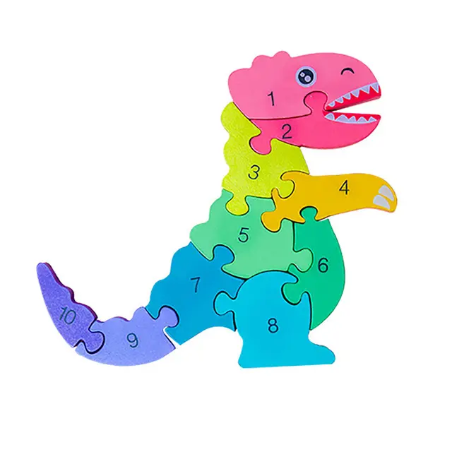 Digital Dinosaur Puzzle Birthday Toy Children Preschool Educational Boys Girls Brain Games houten puzzels kinderen drewniane
