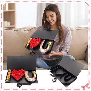 กล่องของขวัญรูปหัวใจเปล่า  "ฉันรักคุณ"  ทำจากกระดาษแข็ง สำหรับใส่ดอกไม้หรือช็อกโกแลต ฝาใส (ฉันรักคุณ สีดำ) ของขวัญงานฝีมือจากจีน - Product Image 4