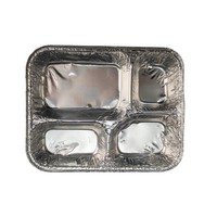 Boîte à lunch en aluminium à quatre compartiments pour la restauration rapide à emporter, contenants en aluminium écologiques et légers pour la restauration