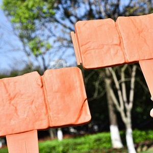 <strong>Garden</strong> <strong>Edging</strong> Border Gardening Lawn Fence <strong>Plastic</strong> Cobblestone Effect Lawn Trimming 4 Pcs of Foldable Stitching Grey Orange - Product Image 4