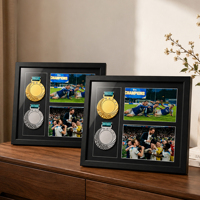 Boîte à ombre en MDF pour certificats, cadre noir personnalisé pour médailles, cadre photo moderne à suspendre, vente en gros, décoration intérieure