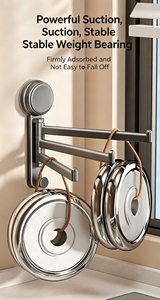 Wholesales Kitchen Bathroom Plastic Arm Swing Towel Clothes vacuum Suction Cup Sucker Hanger Holder Rack - Product Image 6