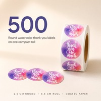 Rouleau d'autocollants adhésifs en papier cuivré de 2,5 cm, motif Tie-Dye violet-rouge, écologiques et durables, pour emballage, avec message de remerciement, vente en gros