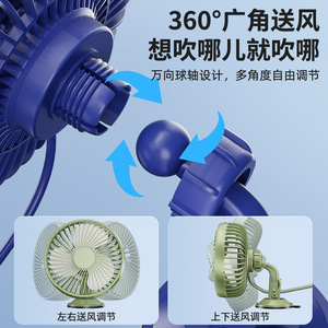 Ventilateur de voiture R-8039 12V 24V double tête USB portable avec ventouse pour camion et voiture - Product Image 3
