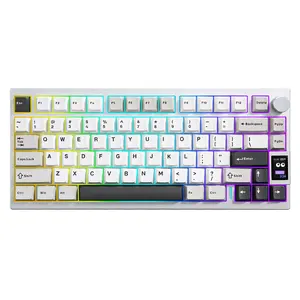 YUNZII AL80 QMK melalui <span class=keywords><strong>Keyboard</strong></span> mekanis aluminium layar <span class=keywords><strong>LCD</strong></span>, lampu RGB Bluetooth & USB-C dapat ditukar untuk Mac/Windows - Product Image 2