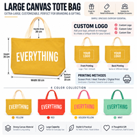Sac fourre-tout promotionnel en toile personnalisé, grand format, 4 couleurs vives, avec poignée renforcée et fond large