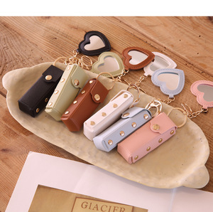Estuche para Lápiz Labial de Cuero con Forma de Corazón, Moderno, Portátil, con Espejo de Maquillaje, Llavero, Accesorio para Bolsos, Suministro al por Mayor - Product Image 1