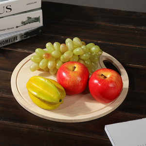 Planche à découper ronde en bois pour pizza, pain, steak, plateau de service, couleur unie, bois naturel, 2 tailles, utilisation en cuisine - Product Image 2