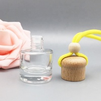 Diffuseur de parfum pour voiture suspendu de 9 ml avec bouchon en bois et corde, flacon rond, désodorisant, pulvérisateur à pompe, type scellé