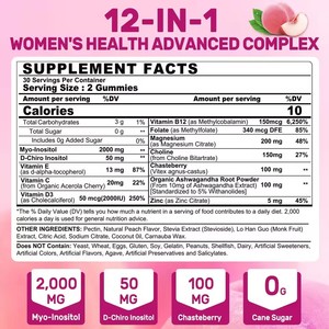 Gomitas de Mioinositol y D-Chiroinositol para Mujeres, Apoyo para el SPM, Equilibrio y Estado de Ánimo, con Chasteberry, Folato, Magnesio y Ashwagandha - Product Image 2