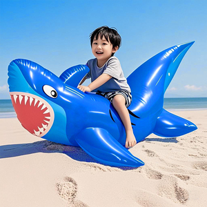 Kids <strong>Inflatable</strong> Ride On Shark <strong>Pool</strong> Float Outdoor Blow Up Water Floating <strong>Toys</strong> - Product Image 3