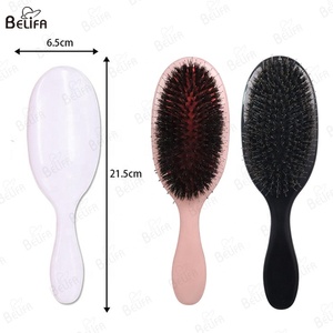 Manico nero personalizzato in plastica ovale Paddle Massage cuoio capelluto pettine in Nylon setola districante spazzola per Extension per capelli - Product Image 2
