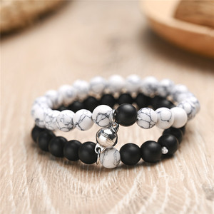 Woying Europe et les États-Unis Nouveau Explosif Noir Givré Blanc Turquoise Couple <span class=keywords><strong>Bracelet</strong></span> Aimant Aimant <span class=keywords><strong>Bracelet</strong></span> Perlé - Product Image 6