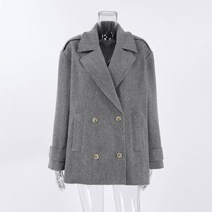 <span class=keywords><strong>Abbigliamento</strong></span> Invernale di Qualità per Donne 2025 Blazer Grigio Doppiopetto alla Moda per Signore - Product Image 4