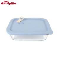 Boîte à lunch en verre borosilicate, récipient alimentaire rectangulaire de ml boîte à lunch en verre avec couvercle en silicone
