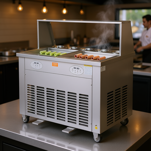 Machine à glaces frites commerciale Vevor 13,8 x 13,8 en acier inoxydable avec 4 racloirs et compresseur pour usage en restaurant - Product Image 2