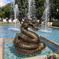 Fontaine d'animal de jardin grandeur nature pour extérieur Sculpture en fibre de verre en résine Dragon chinois réaliste Statue personnalisable