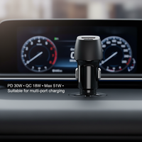 Chargeur de voiture USB-C rapide et intelligent 48W QC3.0 PD30W Type-C ignifuge mini avec OTP/OPV écologique pour smartphones, écouteurs et appareils photo
