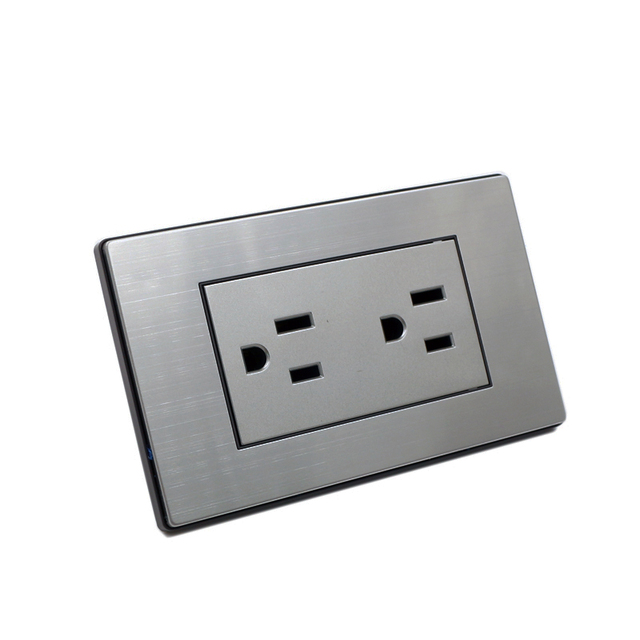 Double 3 Pin US Standard Socket Flush Mount Electrical Plug Socket Outlet 118 Type Wall Socket