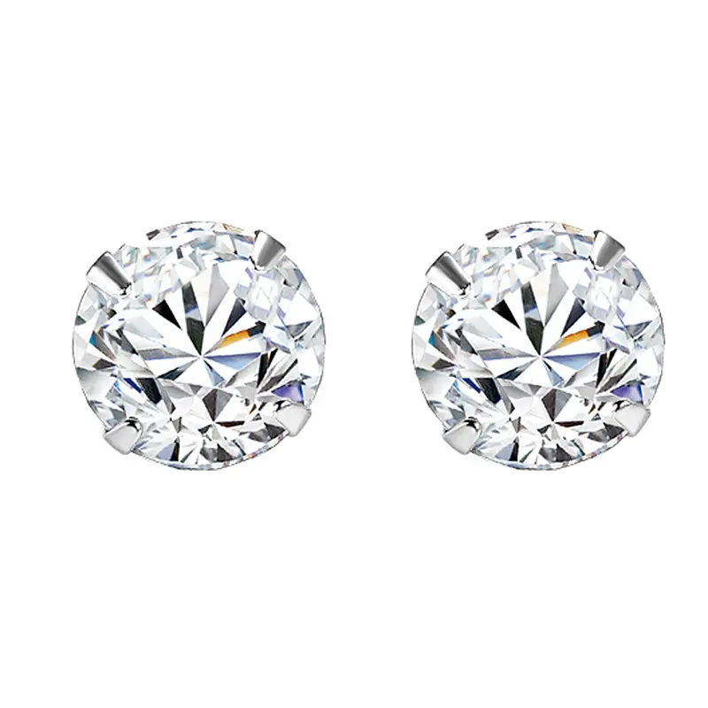 Zola Jewelry 100% 925 Sterling Silver Gift Girls Kids Earrings Studs Round Cubic Zirconia Bezel Setting Earrings