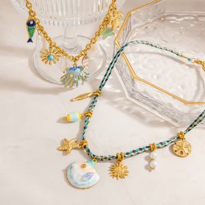 Women's Stainless Steel Necklace <b>Light</b> Luxury DIY Jewelry Starfish <b>Shell</b> Color Preservation Ocean Vacation Style Fashion Pendant - Product Image 1