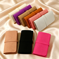 Organisateur de bijoux en daim de voyage pliable, petit format, pour fournitures professionnelles, avec logo personnalisé, étui à bijoux en microfibre