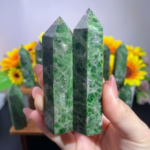 Piedras Preciosas Naturales al por Mayor, <span class=keywords><strong>Torre</strong></span> de Diopsido Verde Oscuro, Piedras Curativas, Obelisco de Cristal para Decoración - Product Image 2