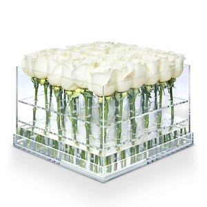 Hộp Hoa Hồng Tươi Được Bảo Quản Lớn 36 Lỗ Hộp Hoa Acrylic Trong Suốt Thân Dài Có Nắp - Product Image 1