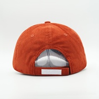 Casquette de baseball en velours côtelé souple non structurée à 6 panneaux, texture côtelée, broderie logo vintage, personnalisable avec faible MOQ, pour marque streetwear professionnelle