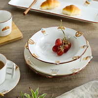 LovingHome – Ensemble de vaisselle personnalisable en céramique blanche, mignon, imprimé, compatible micro-ondes, pour salade de fruits et fêtes