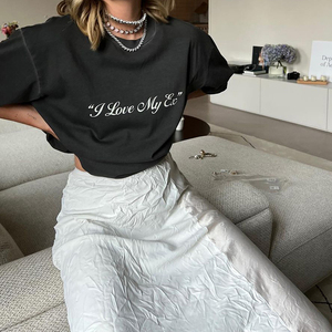 Último diseño 2024 arrugado cintura elástica encaje ajuste Irregular dobladillo Casual <span class=keywords><strong>moda</strong></span> verano blanco Falda larga para damas jóvenes - Product Image 3