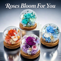 Bouquet de roses éternelles sous cloche en verre, élégante composition florale avec gypsophile, coffret cadeau romantique pour la Saint-Valentin