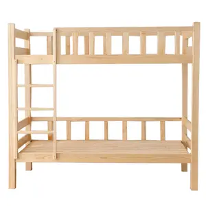 Solid pine wood bunk bed Children student dormitory wooden beds for middle school or employee
