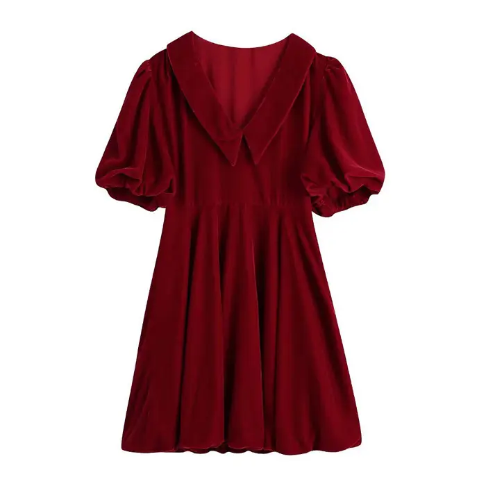 QZ6273 New Women's Basic Design Solid Color Velvet Dress Women Dresses Clothing 1