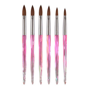 Lot de 6 pinceaux à ongles Kolinsky avec manche en cristal diamanté, poils doux, pour extension acrylique, gel UV, outil de sculpture, vente en gros pour salons - Product Image 3