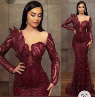 Robes de soirée de luxe, manches bouffantes à paillettes, robe de soirée élégante sirène pour femmes