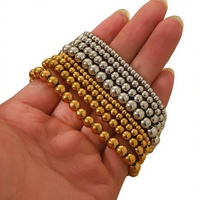 Bracelet minimaliste en acier inoxydable avec perles, plaqué or 18 carats, plaqué argent, bracelet rond classique unisexe, bijoux d'anniversaire