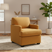 Canapé moderne en tissu à une place, pieds en bois, durable et confortable, vente directe d'usine Nisco, idéal pour salon, appartement, hôtel