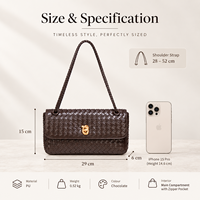 Sac bandoulière élégant et minimaliste en cuir PU tressé pour femme avec fermeture éclair et sangle réglable, personnalisable avec logo