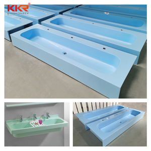 Lavabo acrílico azul claro para niños, lavabo de superficie sólida para el baño público, bonito lavabo central para guardería - Product Image 4