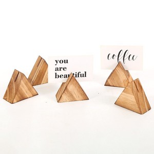 Triangular base business <b>card</b> display stand, solid wood business <b>card</b> display base, banquet <b>table</b> wooden business <b>card</b> holder - Product Image 4